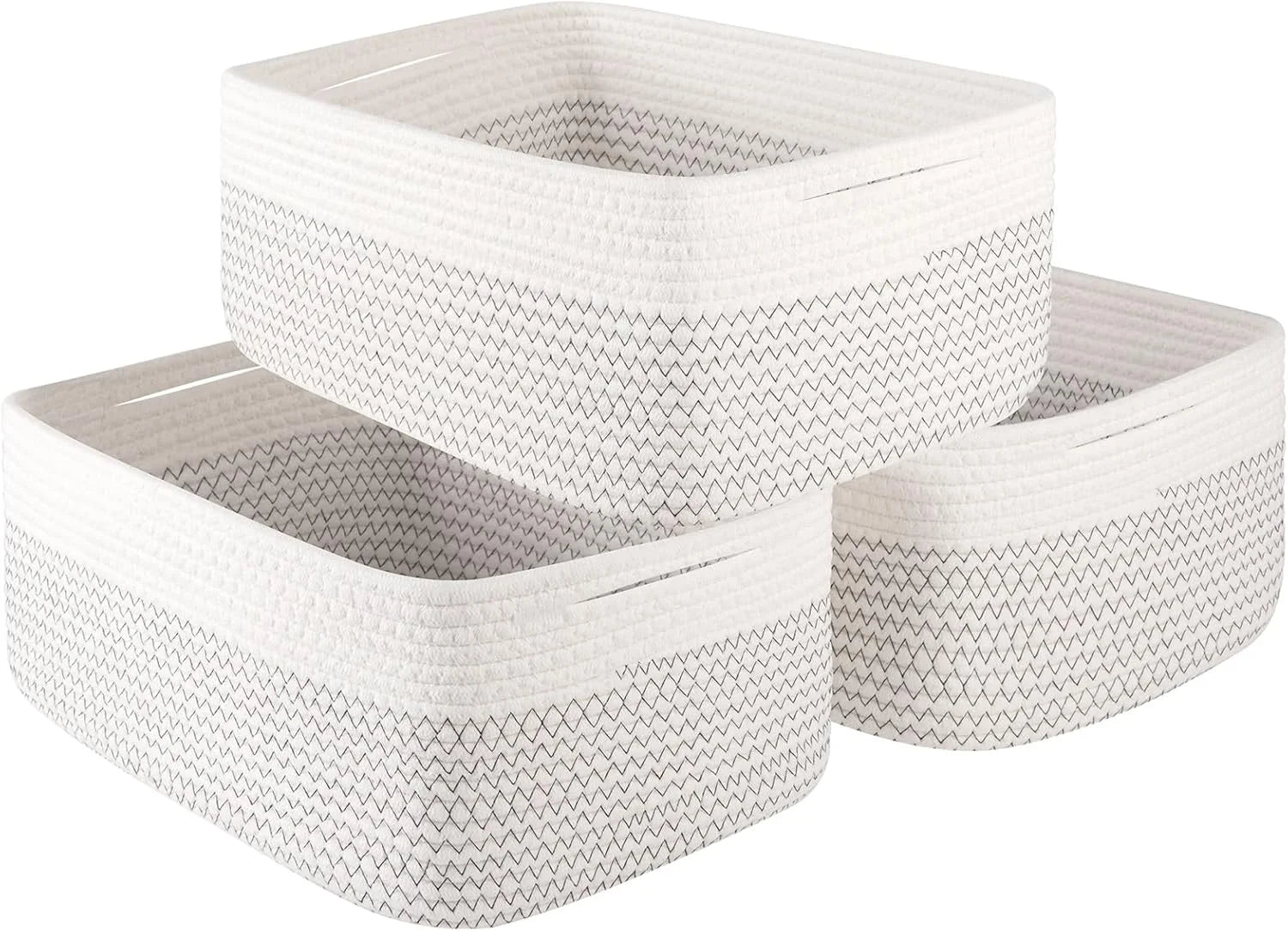 Discount Baskets for Organizing 3 Pack, Woven Baskets for Shelves, Closet Organizer Bins with Handle, Empty Gift - Image 4