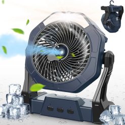 Alternative view of Discount Ausic Portable Misting Fan, Outdoor Rechargeable Fan, LED Light, Hook, 35H