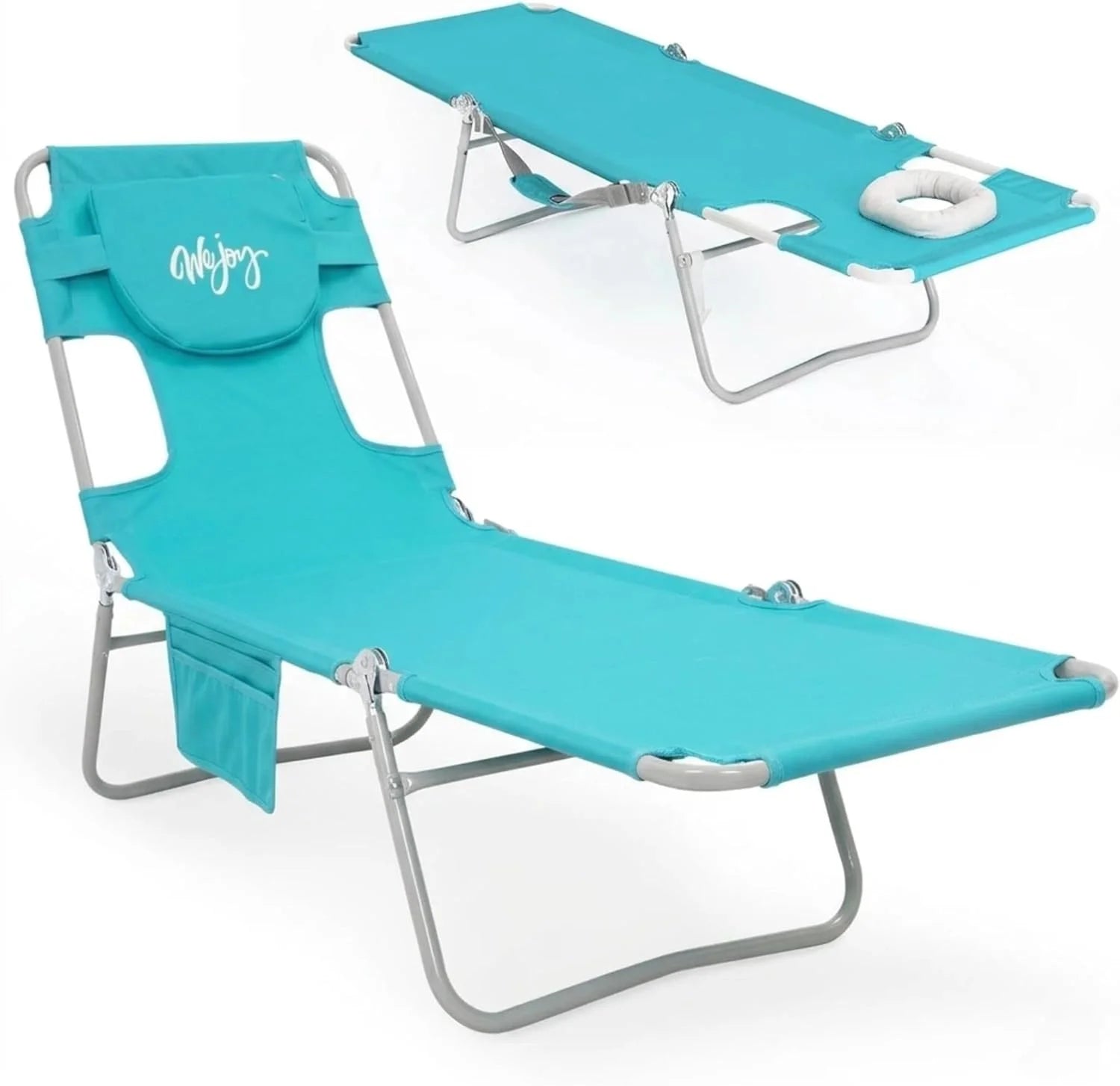Discount WEJOY Folding Tanning Chair with Face Hole, 5-Position Face Down Beach Lounge Chair for Sunbathing - Image 4