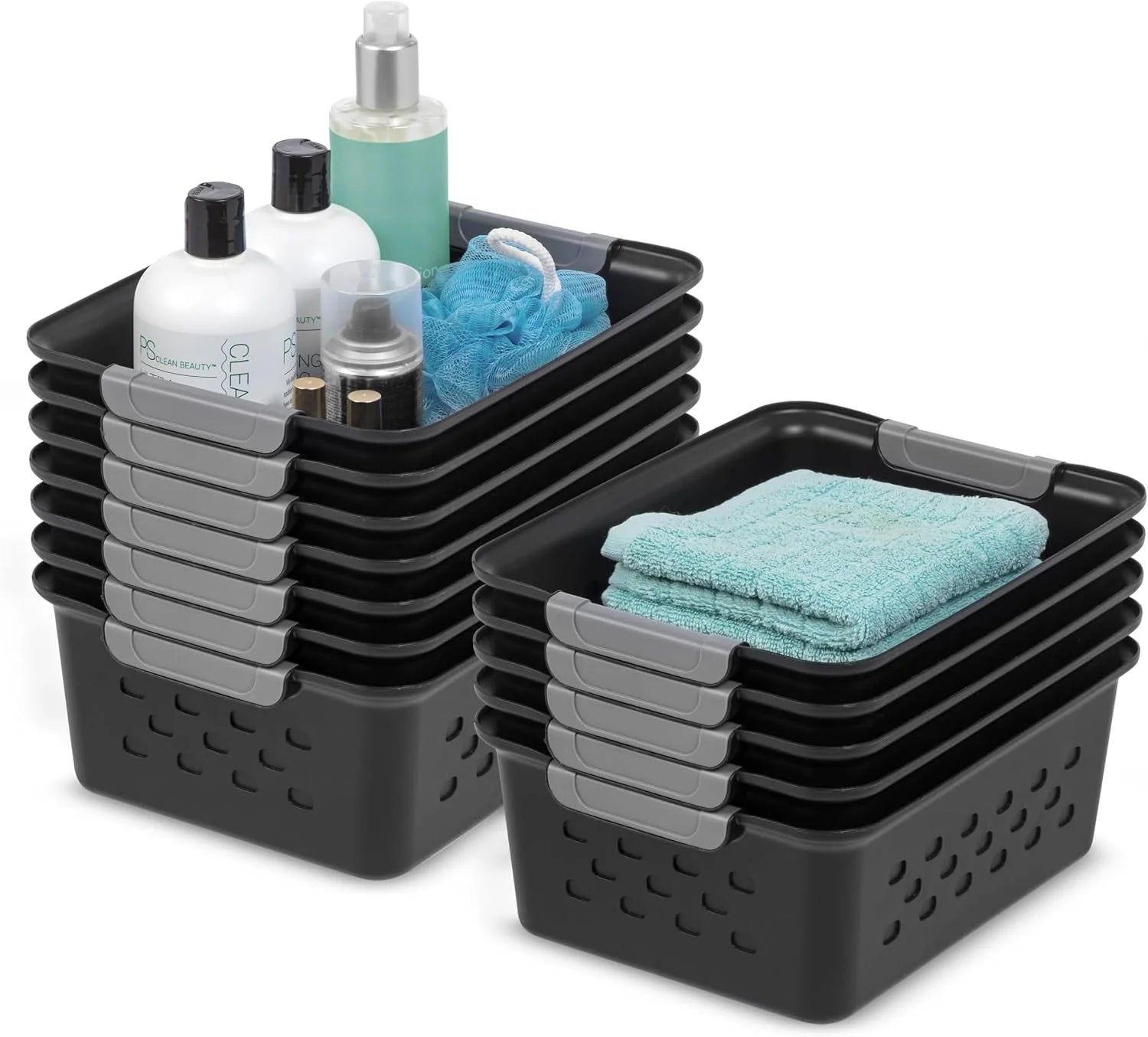 Discount Small Plastic Storage Basket, Black, Organize pantry items, office supplies, crafts, accessories, and household - Image 6