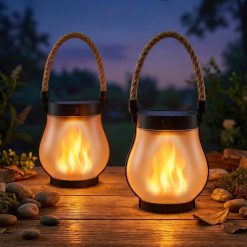 Discount Solar Lanterns Outdoor Waterproof 4 Pack, Outdoor Solar Lanterns with Flickering Flame Effect