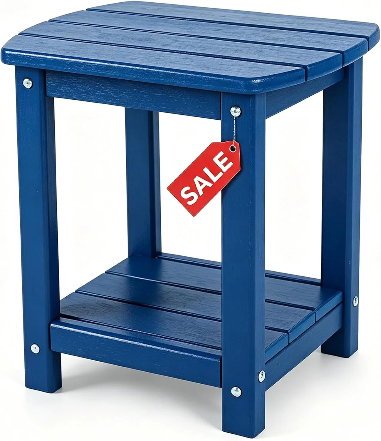 Discount Adirondack Square Outdoor Side Table,2-Tier Storage Patio Side Table - Image 11