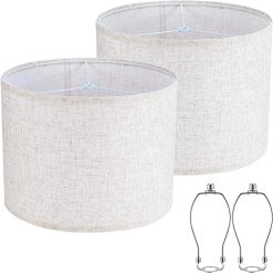 Discount White 13 Drum Lamp Shades Set of 2 with Harps