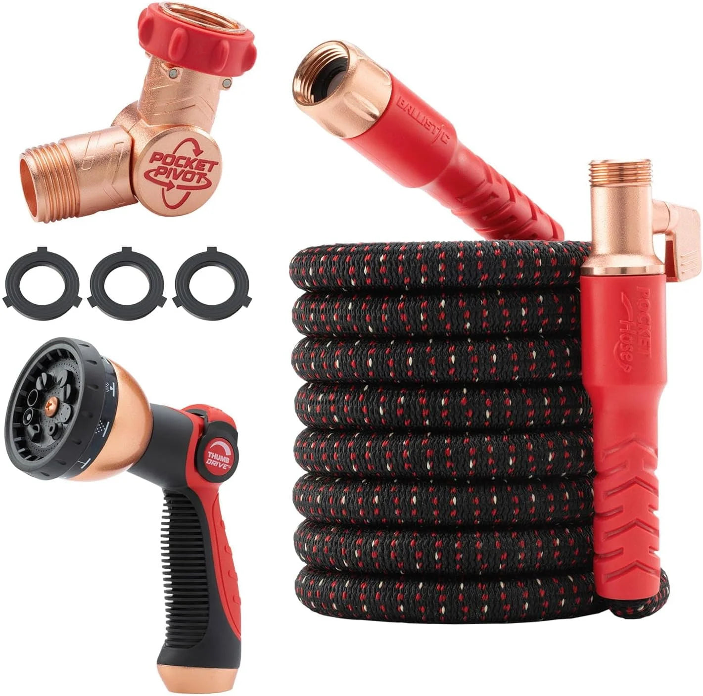 Discount Pocket Hose Ballistic 50 FT Expandable Garden Hose, No-Kink, 360° swiveling pocket pivot connector - Image 2