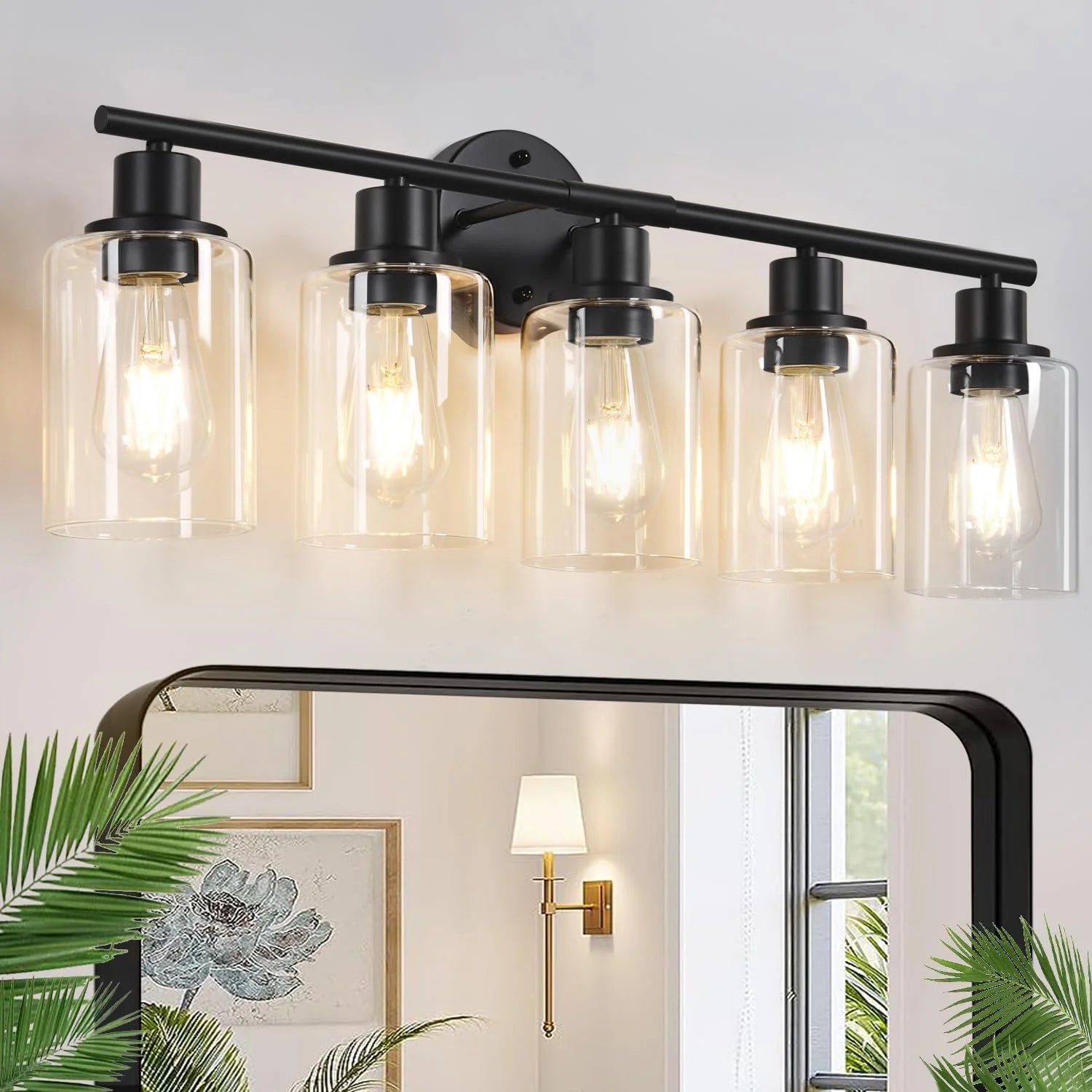 Discount Zarbitta 3-Light Bathroom Light Fixtures, 17.23 Black Modern Vanity Lights with Clear Glass Shade - Image 9
