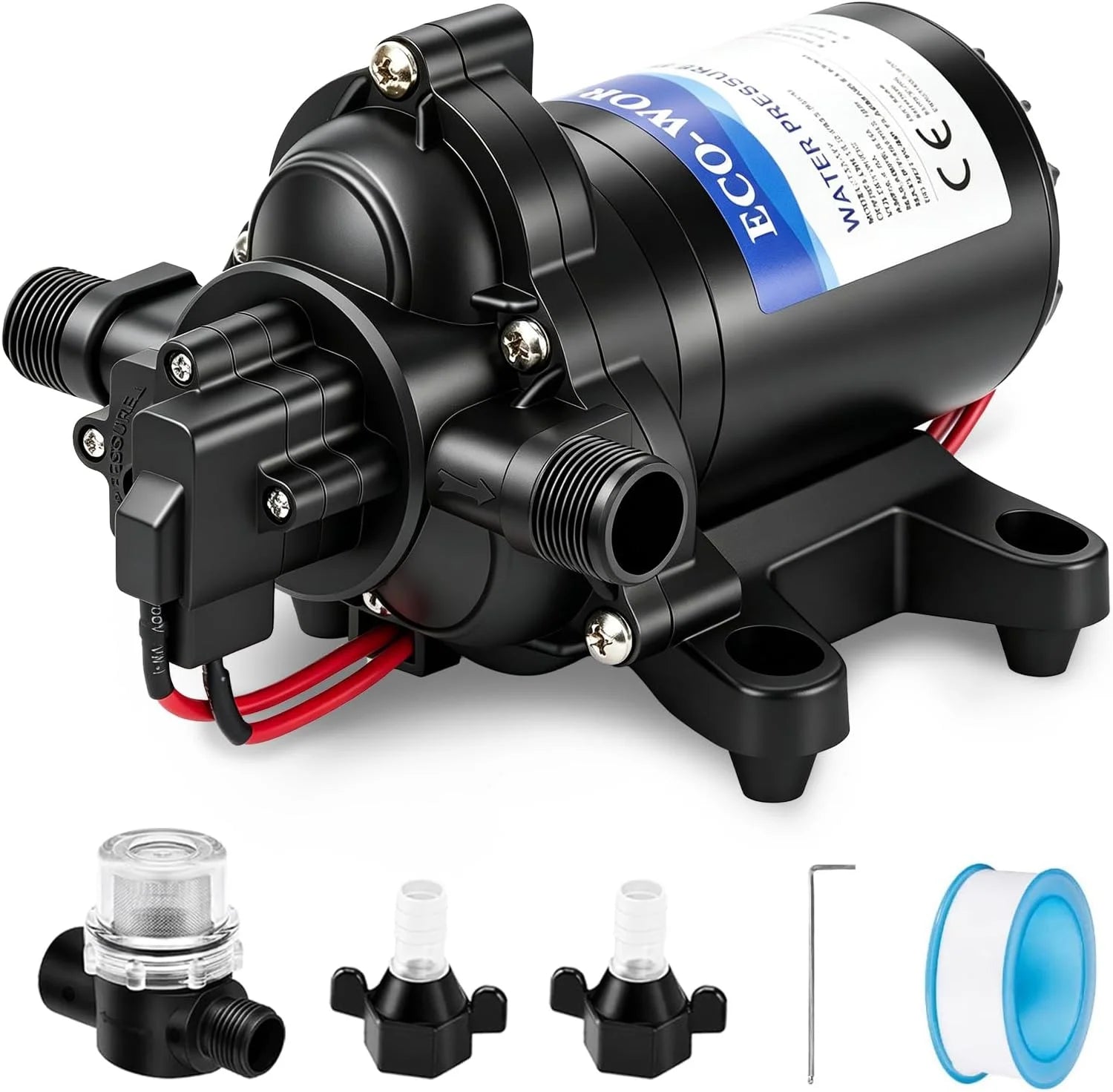 Discount 33-Series Industrial Water Pressure Pump 110V AC 4.0GPM 50PSI RV Fresh Water Diaphragm Pump include Garden - Image 2