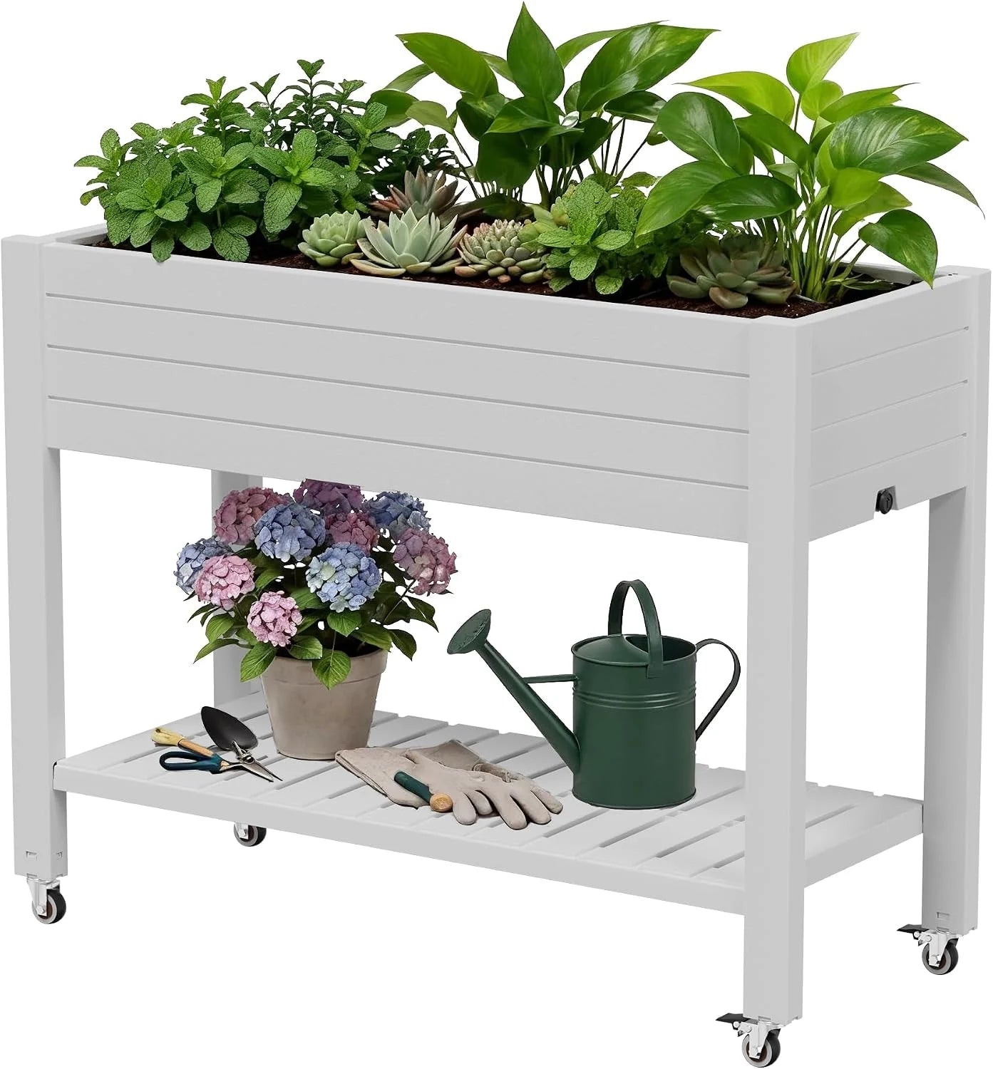 Discount Bifanuo Plastic Elevated Planter Box with Legs & Wheels