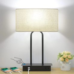 Alternative view of Discount Lakumu Bedside Touch Control Table Lamps with Dual USB Charging Ports 1 AC Outlet, Dimmable