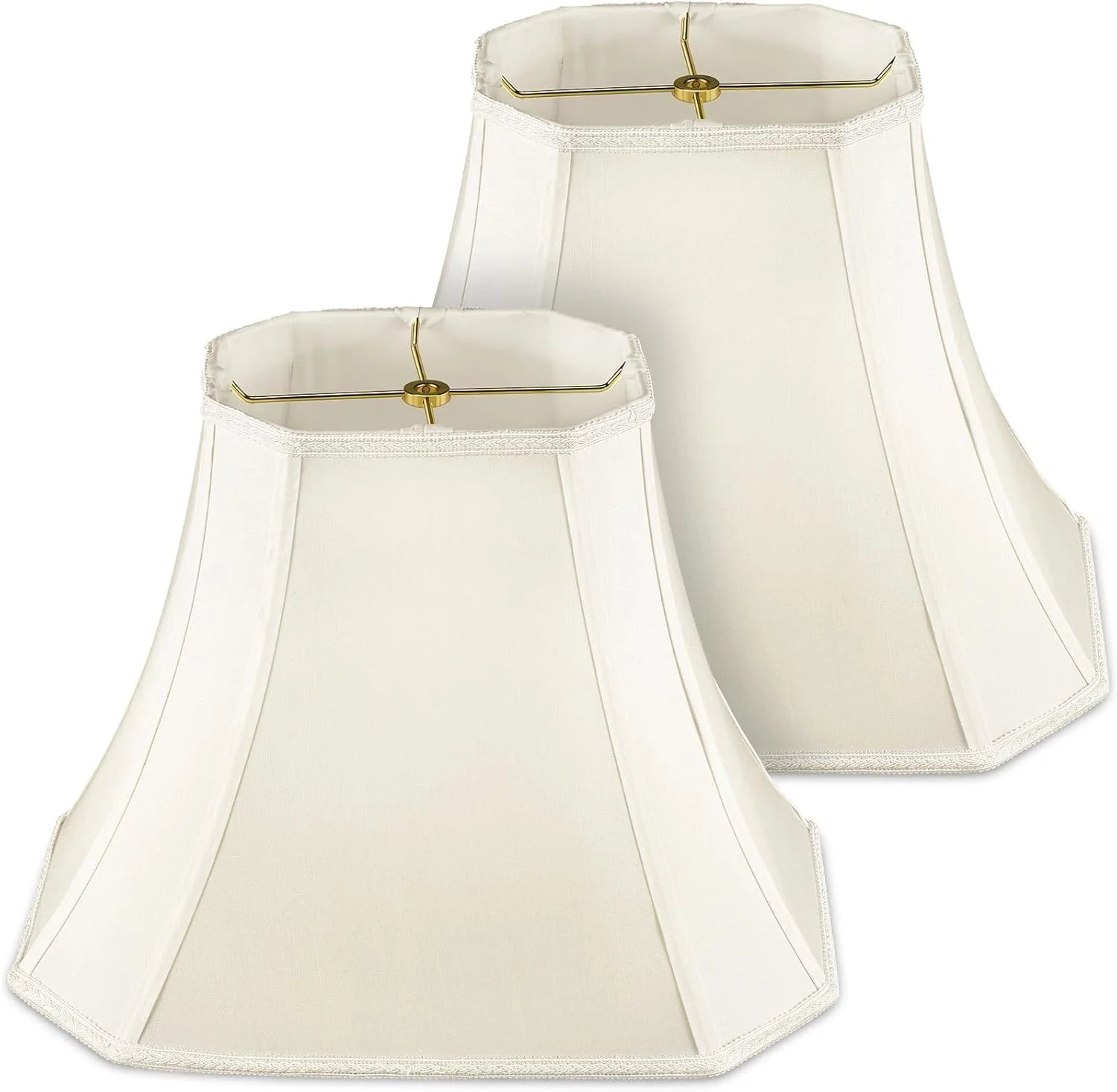 Discount Set of 2 Bell Lamp Shade 6.25 x 8 Top 11 x 16 Bottom 12 High (Spider) Rectangle Cut Square Replacement - Image 2