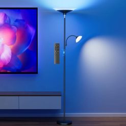 Alternative view of Discount SIBRILLE Upgraded 2-in-1 Torchiere Floor Lamp, Dimmable, Black Modern Corner Lamp for Living Room Bedroom Office