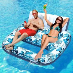 Alternative view of Discount JCLEAL Pool Floats Adult 1-2-3 Person Inflatable Lounger, Extra Large Tanning Recliner Floaty Chair Raft with Backrest