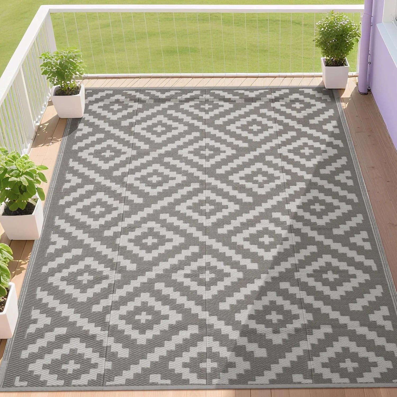 Discount RURALITY Outdoor Rugs 8"x10" Waterproof for Patios Clearance, Plastic Straw Mats for RV - Image 12