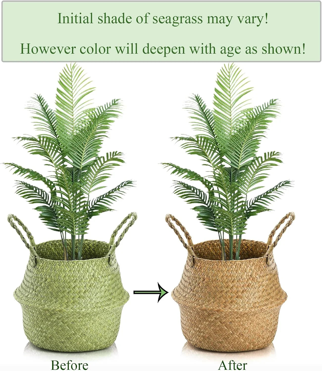 Discount Woven Seagrass Plant Basket with Handles, Ideal Wicker Baskets Storage Plant Pot Baskets for Laundry - Image 4