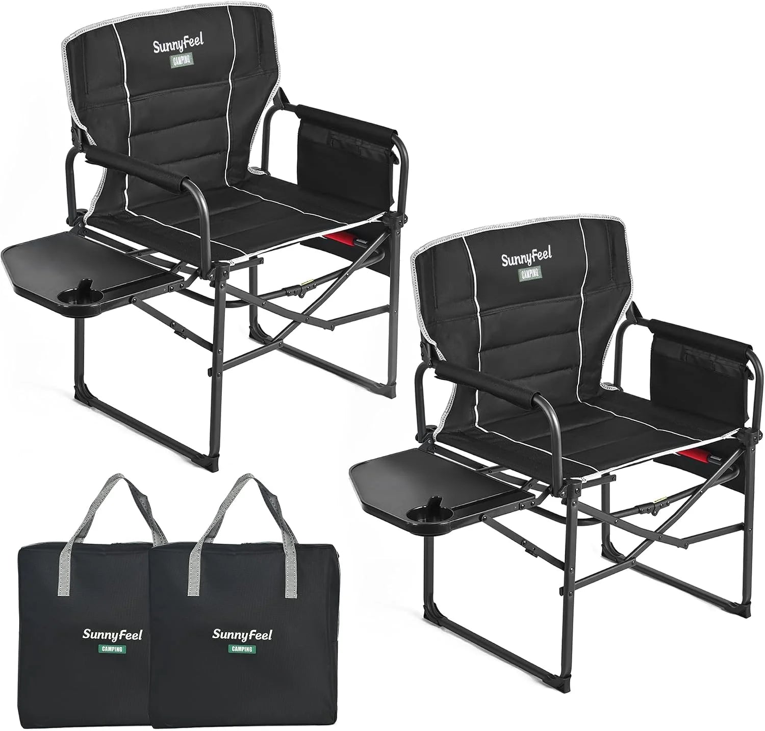 Discount SUNNYFEEL Camping Directors Chair, Heavy Duty, Oversized Portable Folding Chair with Side Table - Image 19