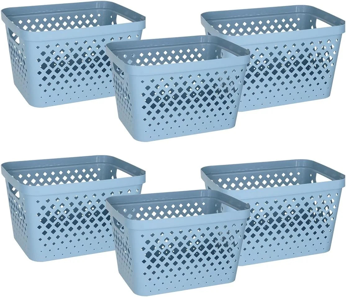 Discount Plastic Baskets for Organizing, Set of 6, Pantry Storage for Under Counter, Linen Closet, and Bathroom, Nesting - Image 12