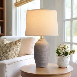Alternative view of Discount 24.5 Vintage Ceramic Table Lamp Single-Rustic Boho Accent Nightstand Lamps