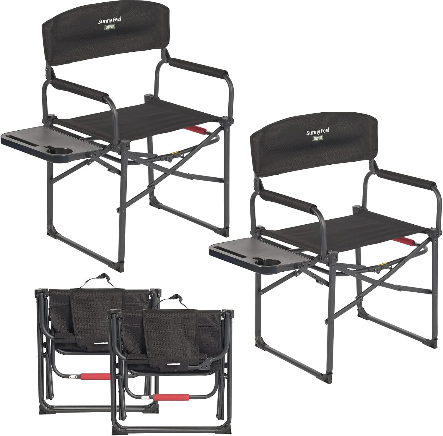 Discount SUNNYFEEL Camping Directors Chair, Heavy Duty, Oversized Portable Folding Chair with Side Table - Image 6