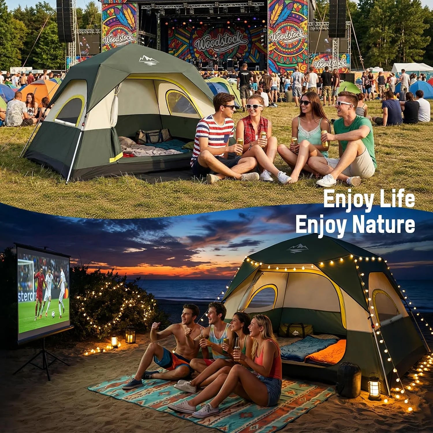 Discount 4 Person Instant Tents for Camping Setup in 50s, Cabin Tent with Rainfly, Waterproof Windproof Camping Tent - Image 8