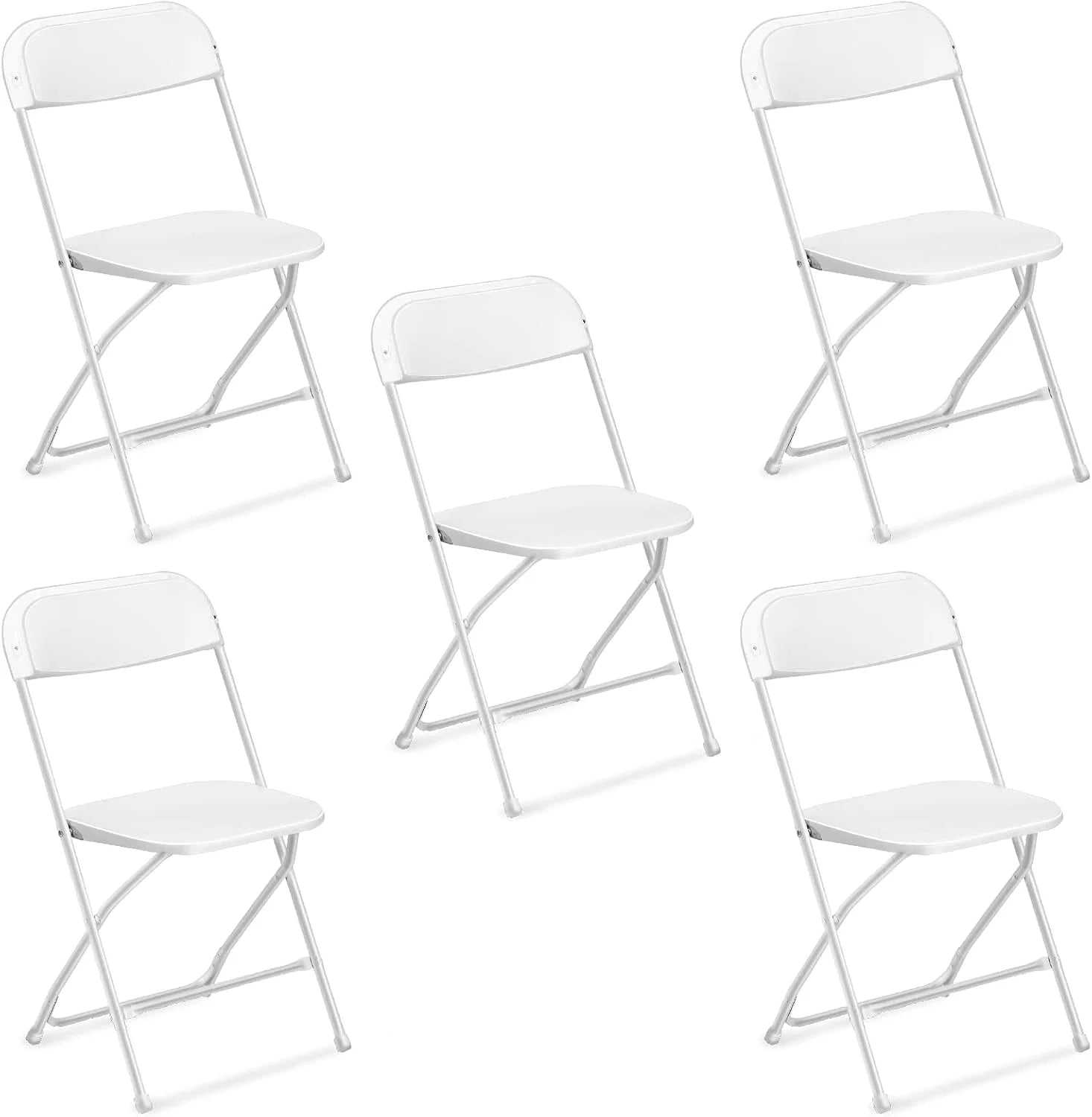 Discount 10 Pack White Plastic Folding Chair, Indoor Outdoor Portable Stackable Commercial Seat with Steel Frame 350lb. - Image 4