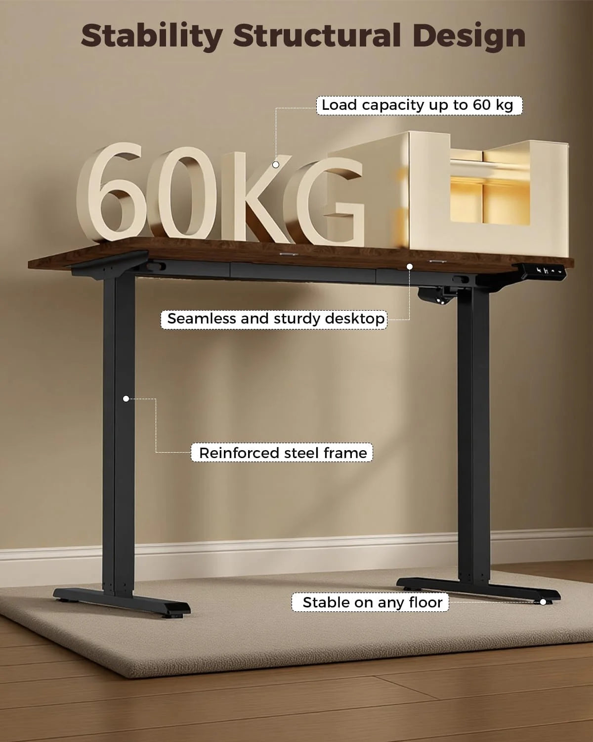 Special BEAUTY Electric Standing Desk 48 x 24, Height Adjustable 28-46 - Image 6