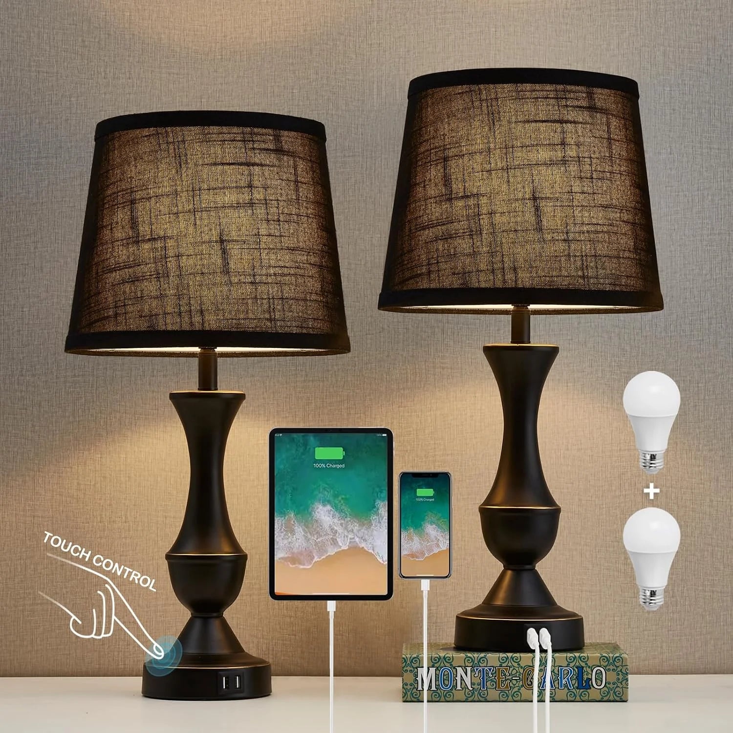 Discount Luvkczc Table Lamp Set of 2, 19 Farmhouse Vintage Bedside Lamps for Living Room & Bedroom - Image 13