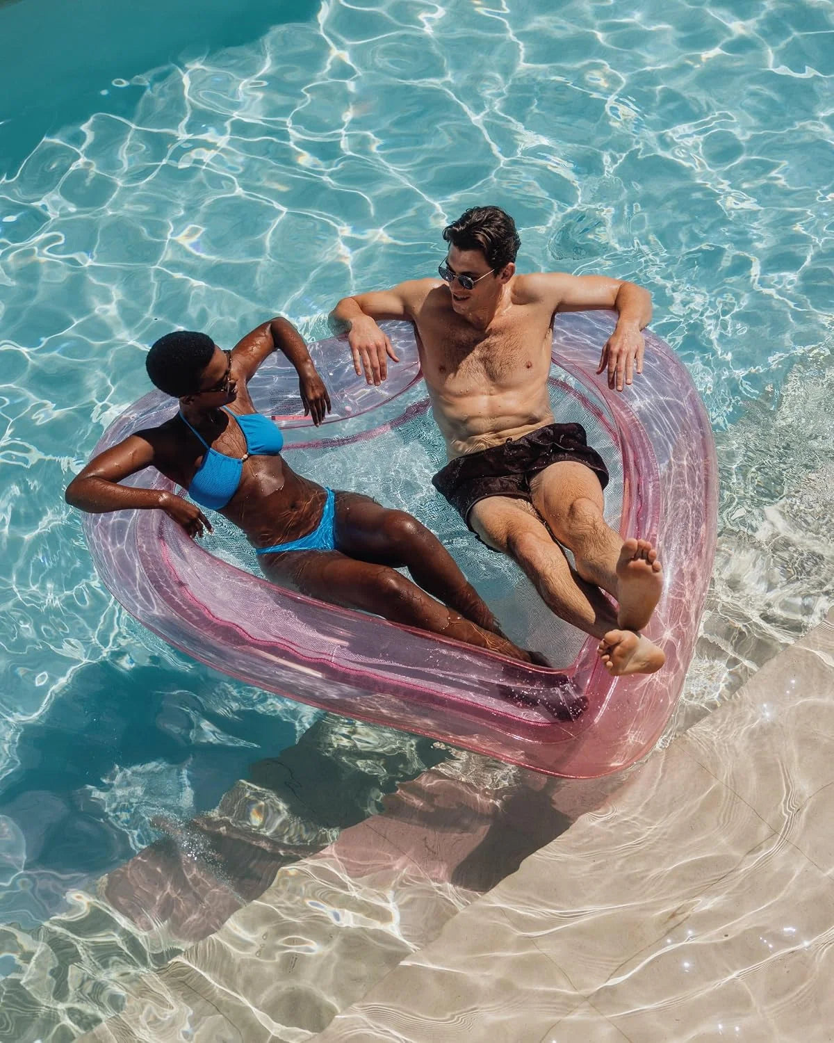 Discount Original Clear Heart Water Hammock with Mesh Pool Float for Summer Pool Parties - Image 3