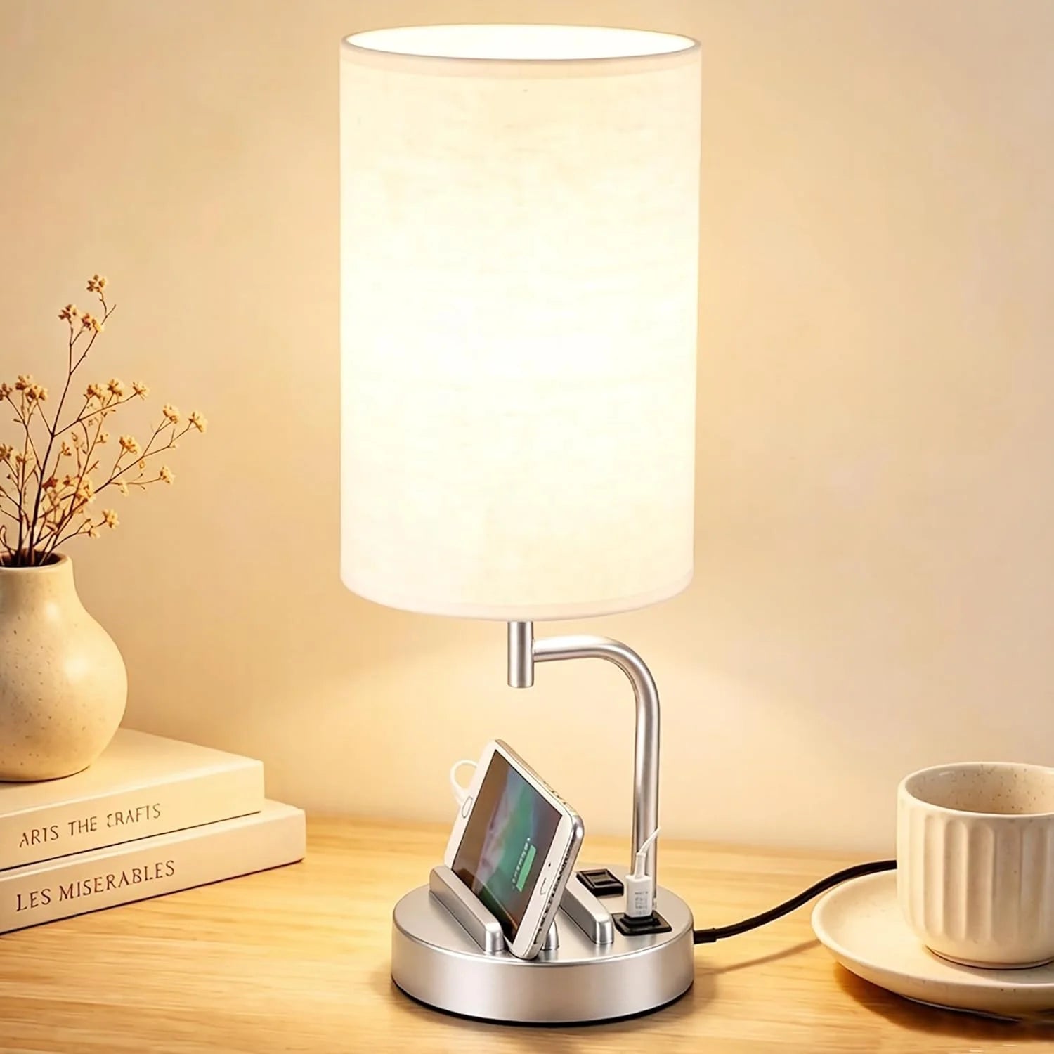 Discount Dreamholder Touch Control USB Table Lamp with USB C/A & AC Outlet, Dimmable, Bulb Included - Image 4