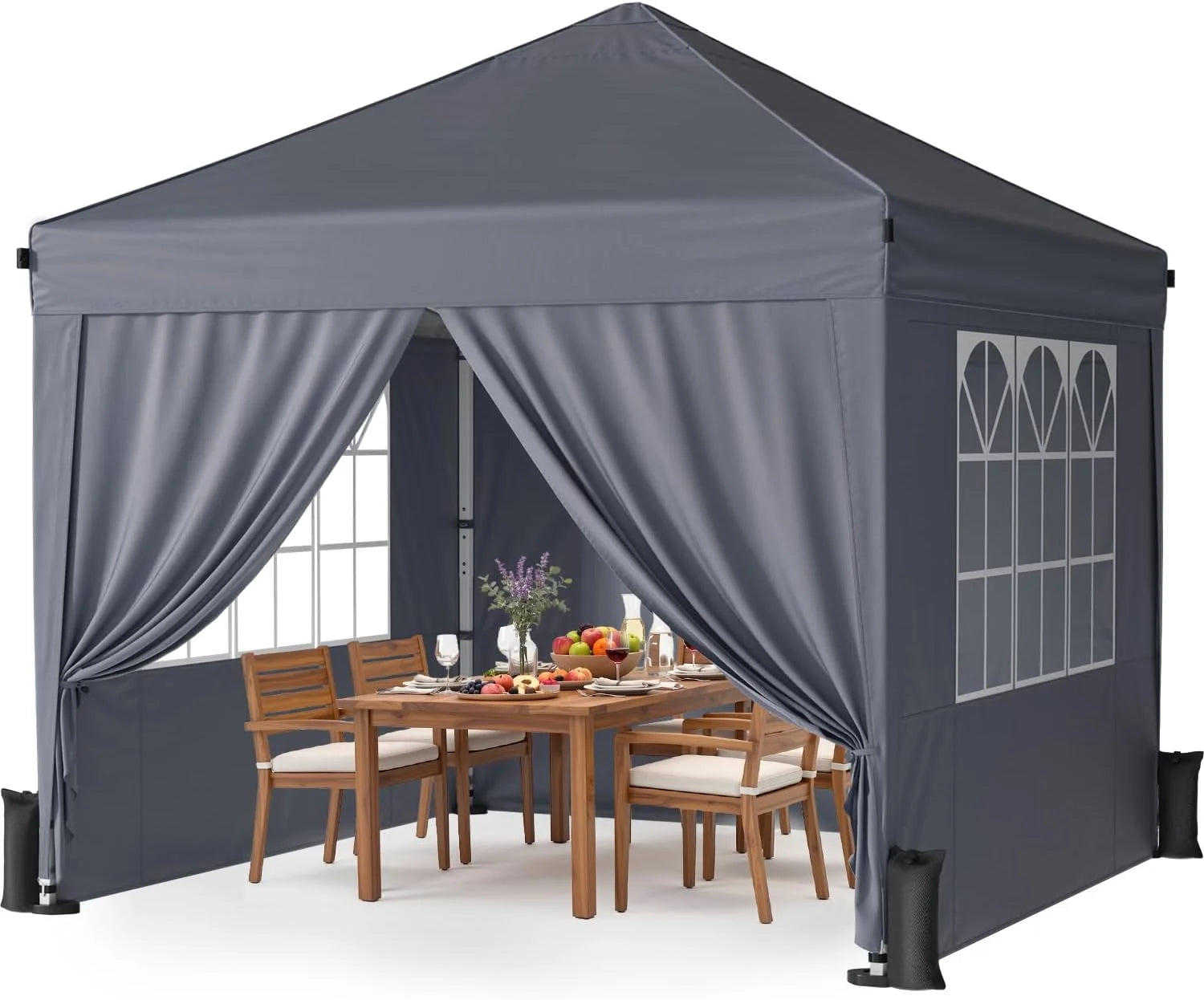 Discount Vinabilia 10x10 Pop Up Canopy Tent with One-Push Center Lock,White - Image 3
