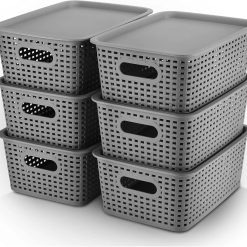 Alternative view of Discount Plastic Storage Baskets Bins With Lid Organizing Container Lidded Knit Storage Organizer Bins for Shelves Drawers