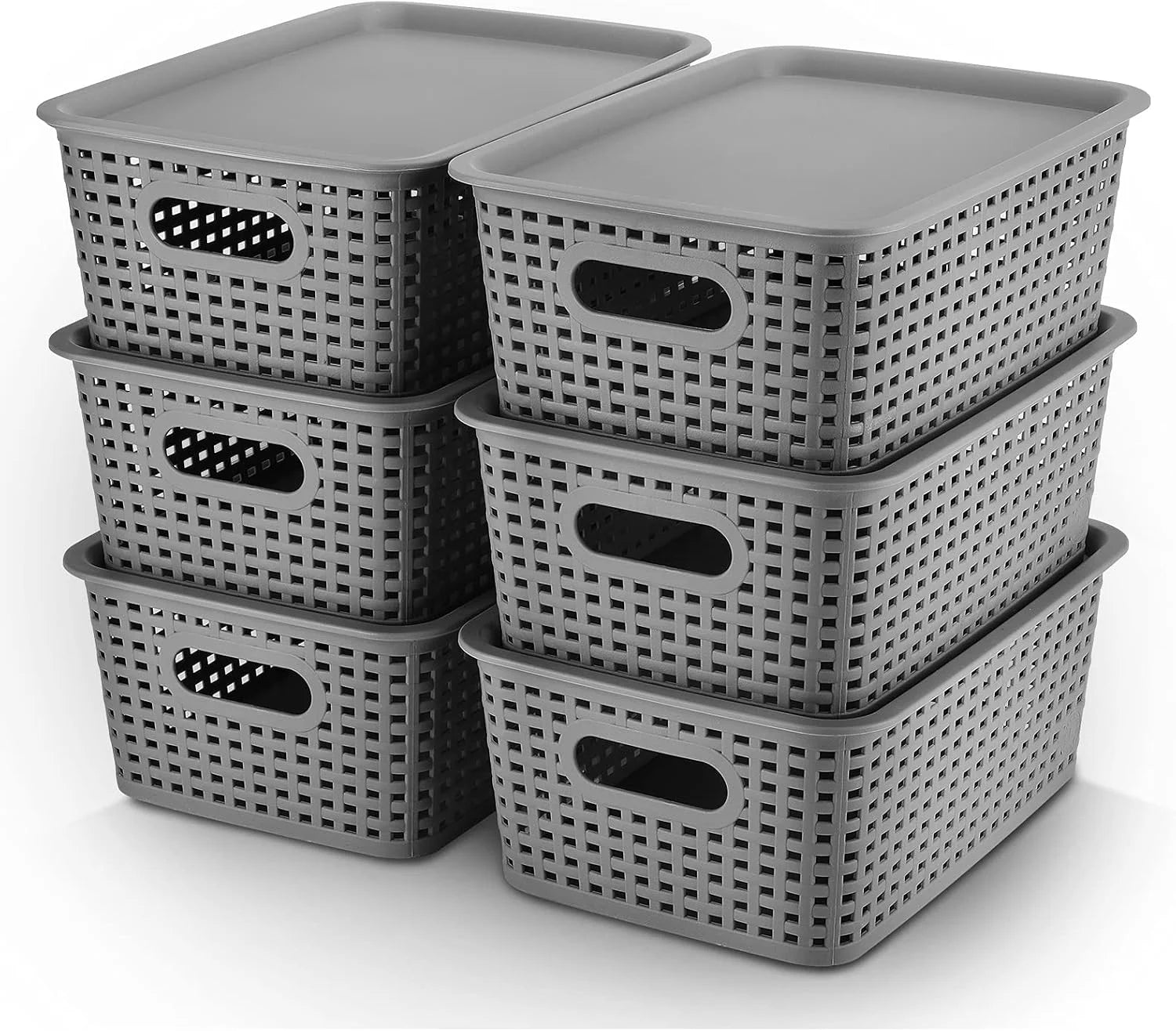 Discount Storage Bins Plastic Storage Baskets With Lid Small Baskets for Organizing Stackable Storage Container Organizer - Image 2