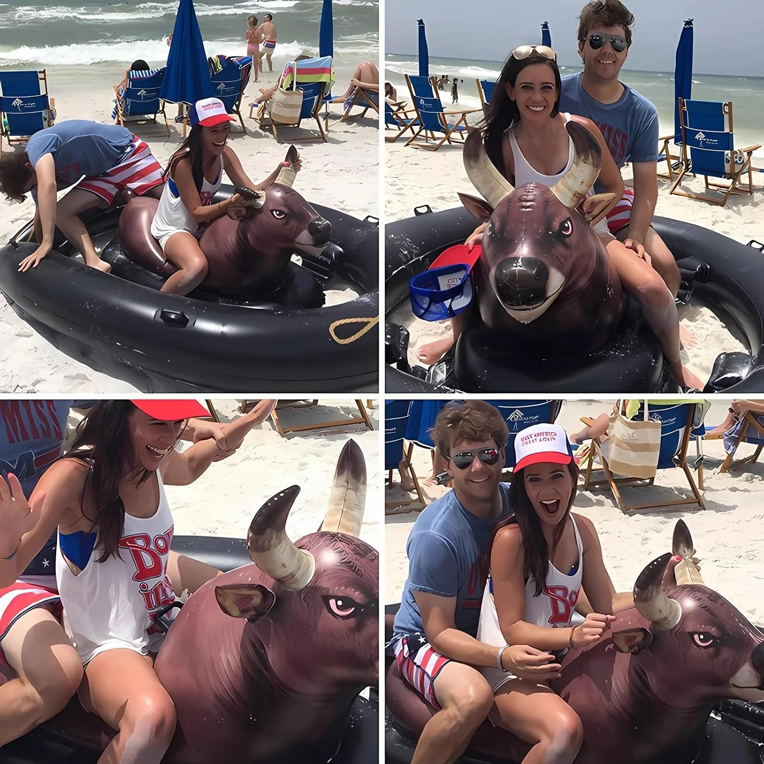 Discount Realistic Bullfighter Mount Children Water Inflatable Toys Adult Thick Floating Row Inflatable Bull Water Toys - Image 5