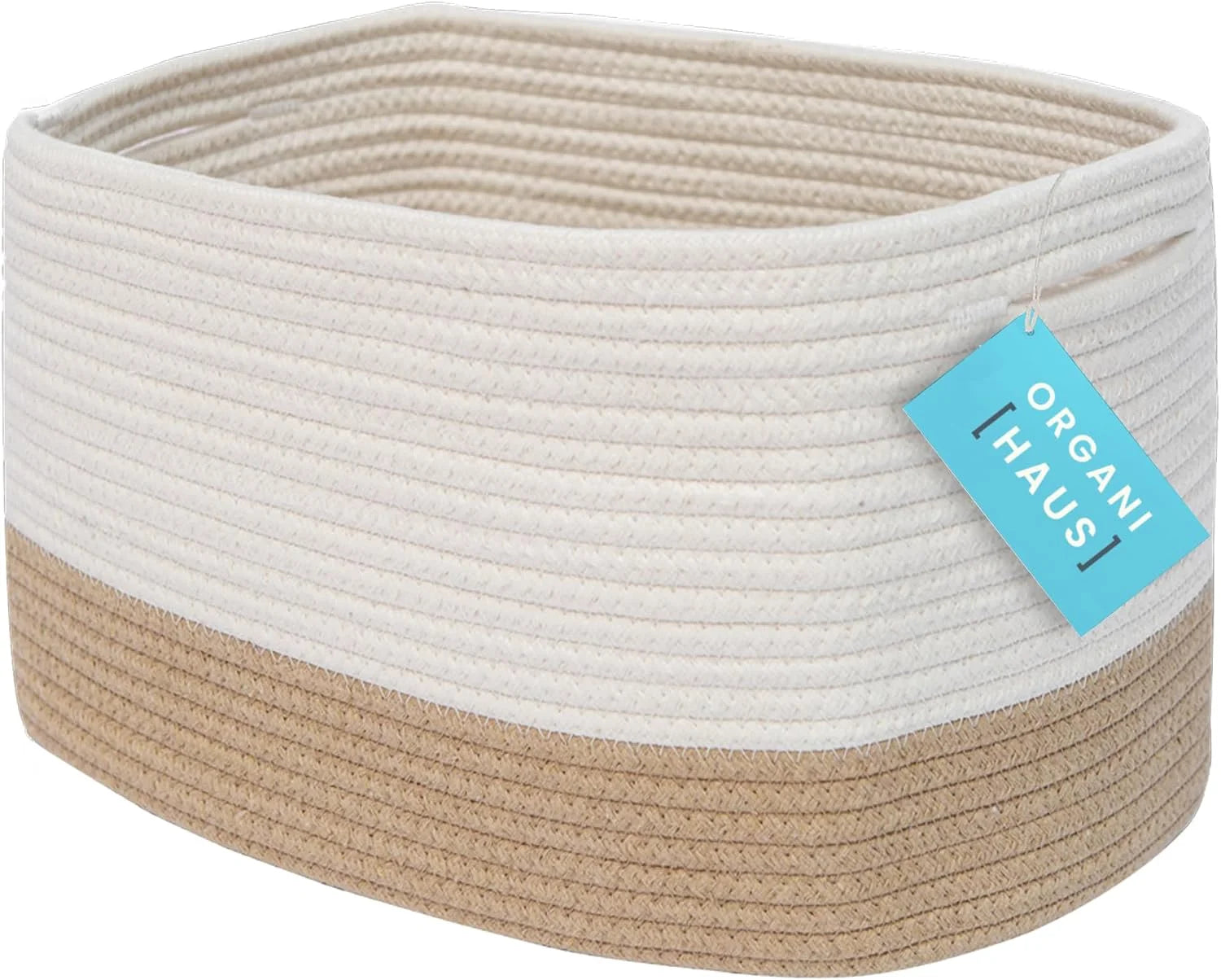 Discount OrganiHaus Cotton Rope Baskets for Shelves, Set of 3, 15x9x10, Handwoven, a toy bin and organizer for towels - Image 5