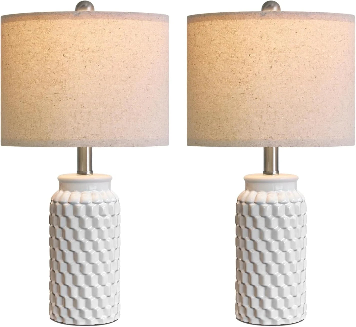 Discount Vortether 20.5 Small Bedside Lamps Set of 2 with 5FT Cord, Green Ceramic Modern Farmhouse Table Lamps for Nightstand - Image 5
