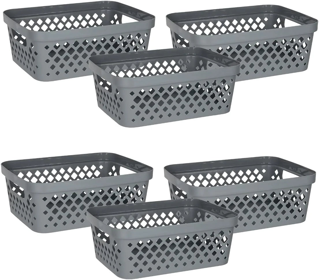 Discount Plastic Baskets for Organizing, Set of 6, Pantry Storage for Under Counter, Linen Closet, and Bathroom, Nesting - Image 4
