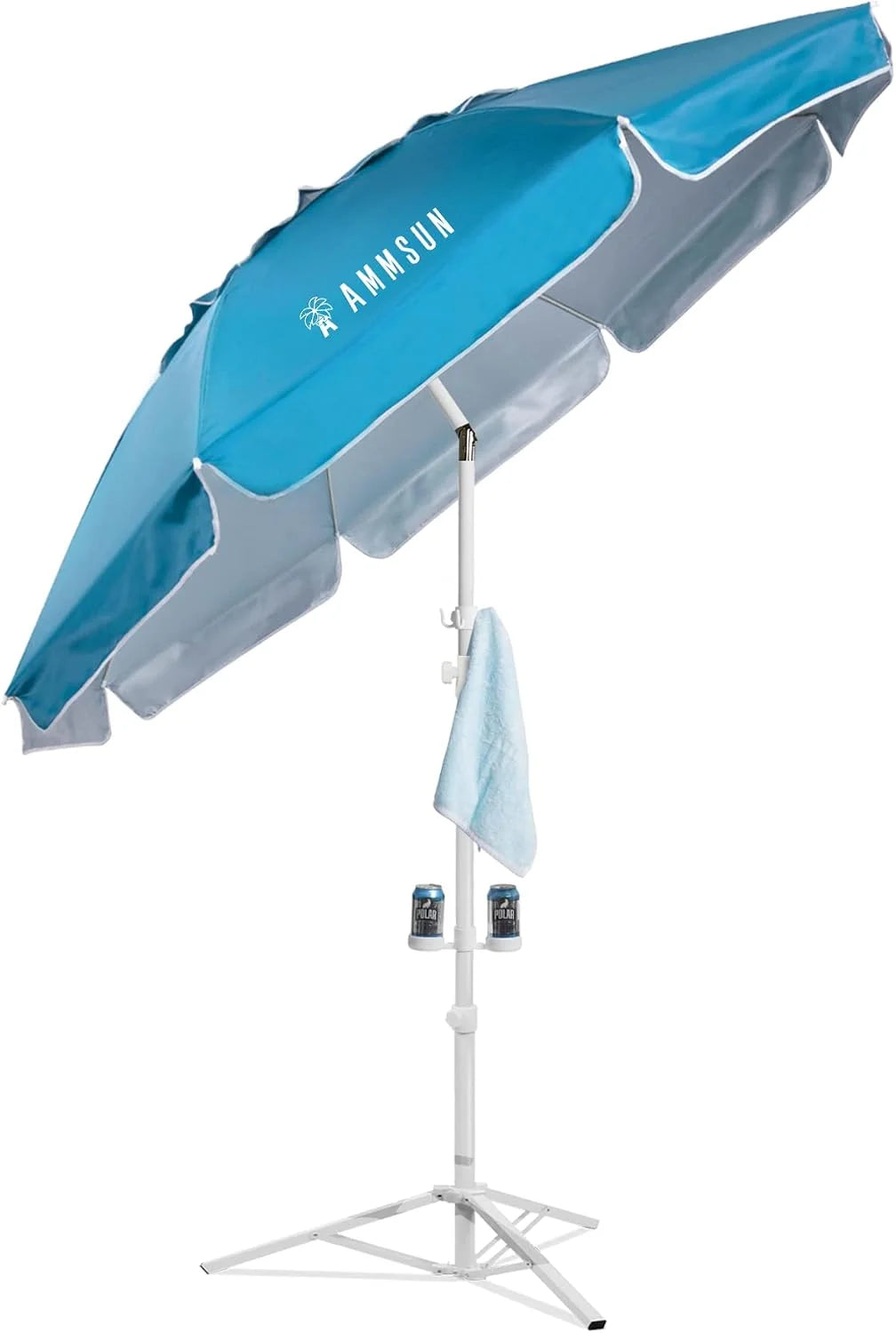 Discount AMMSUN Shade Umbrella, Premium Portable Umbrella with Stand, 6.5ft Lightweight Free Standing Canopy for Sporting Games