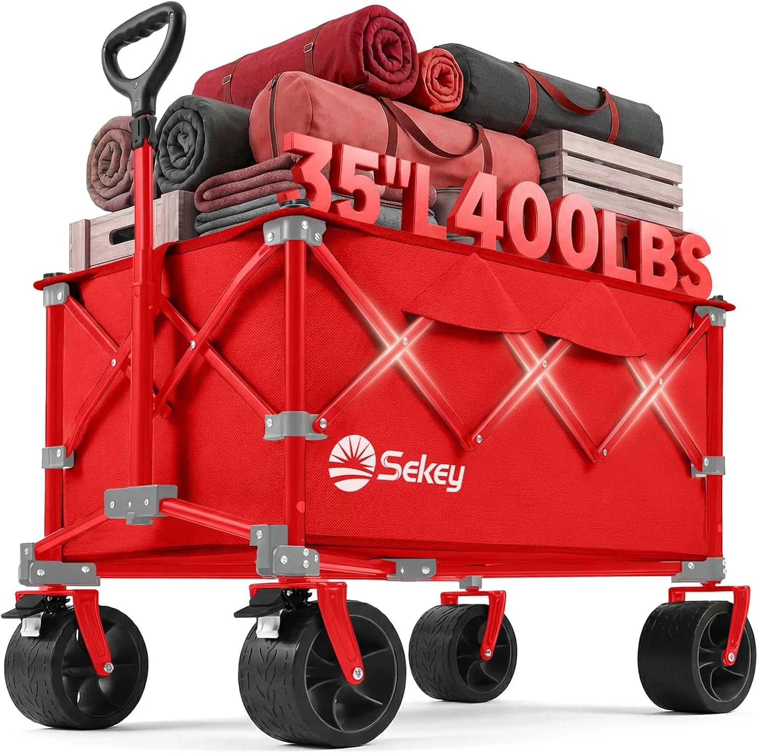 Discount 250L Wagons Carts Foldable with Big All-Terrian Beach Wheels, Collapsible Heavy Duty Wagon, Extra Large Folding Wagon - Image 3