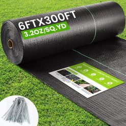Discount 4FTX300FT Weed Barrier Fabric, 3.2oz Landscape Fabric, Durable Weed Barrier Fabric Heavy Duty with 20 U-Shaped