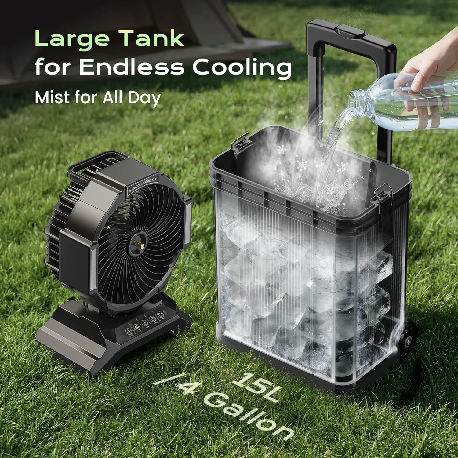 Discount 4 Gal Large Misting Bucket Fan Portable, 40000mAh Rechargeable Mister Fan with Retractable Handle - Image 4