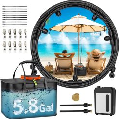 Discount Portable Misting Systems, Outdoor Water Cooling Misters Set with 5200mAh Water Pump, 5.8GAL/22L Bucket