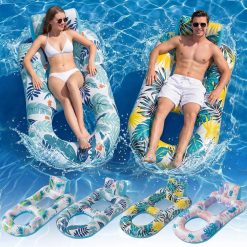 Discount 4 Pack Inflatable Heavy Duty Pool Floats Lounger, Giant Pool Floats Adult Size with Backrest & Footrest