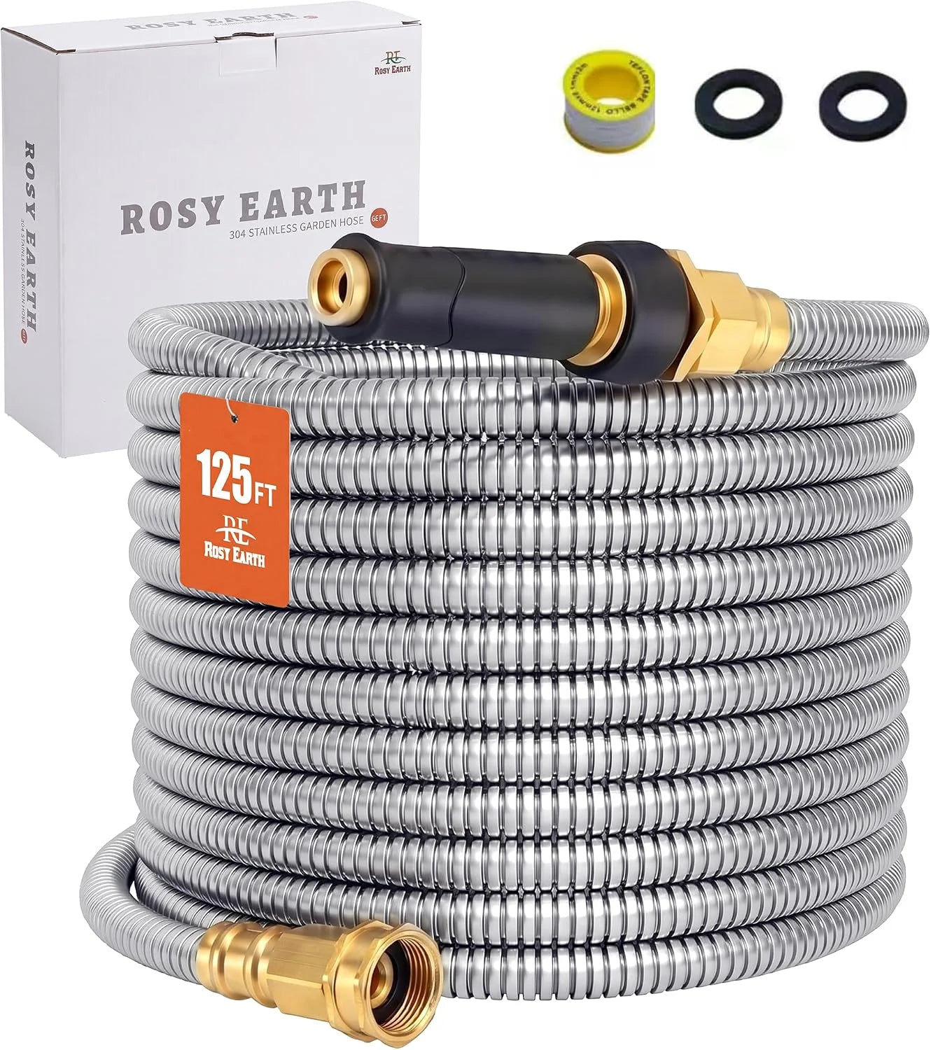 Discount Rosy Earth Stainless Steel Garden Hose 100 FT, Heavy Duty Expandable Water Hose - Image 4