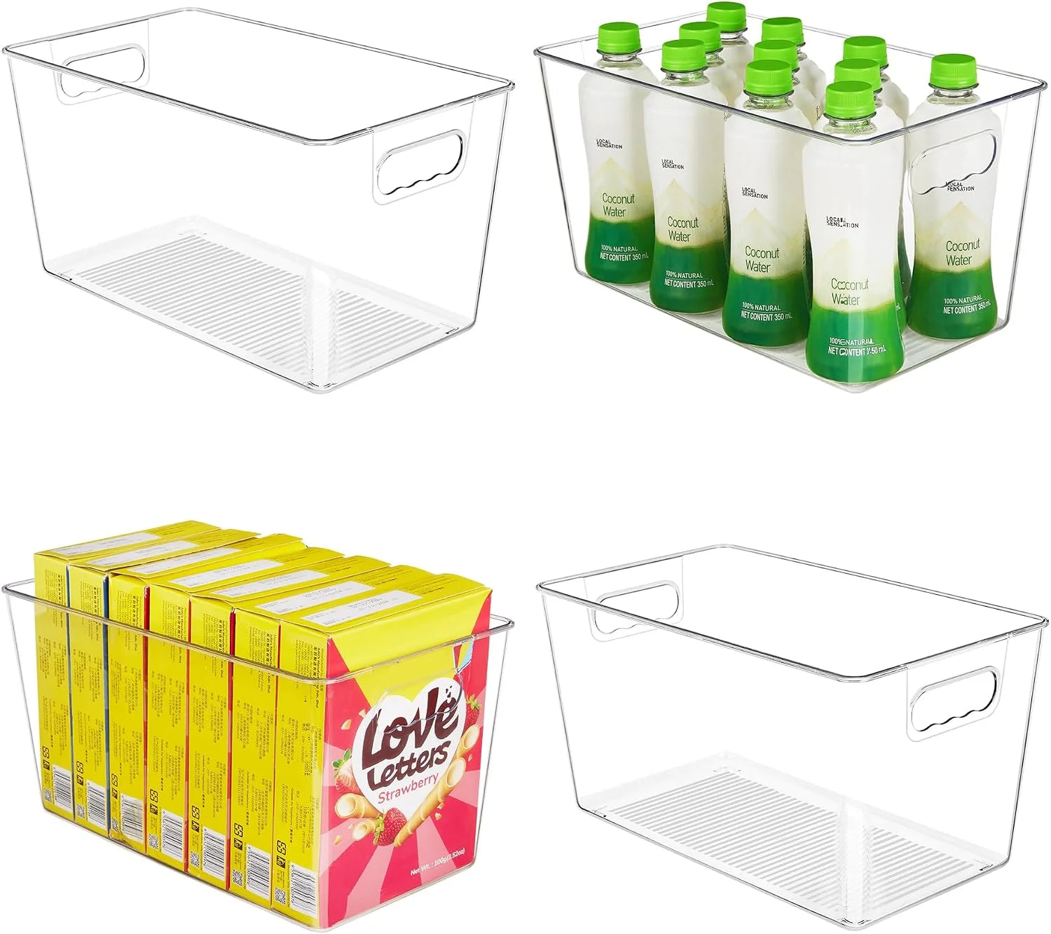 Discount 6 Pack Clear Storage Bins, Pantry Organizer Bins with Handle, Large, BPA-free Plastic Bins, Pantry Storage - Image 2