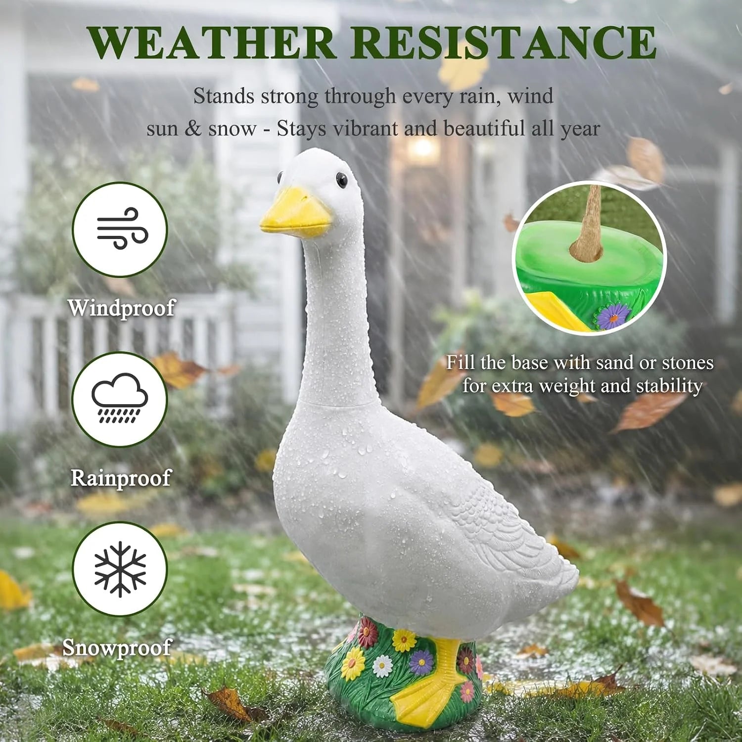 Discount 23 Inch Large Porch Goose Statue, PE Plastic Outdoor Goose Decor for Lawn - Image 7