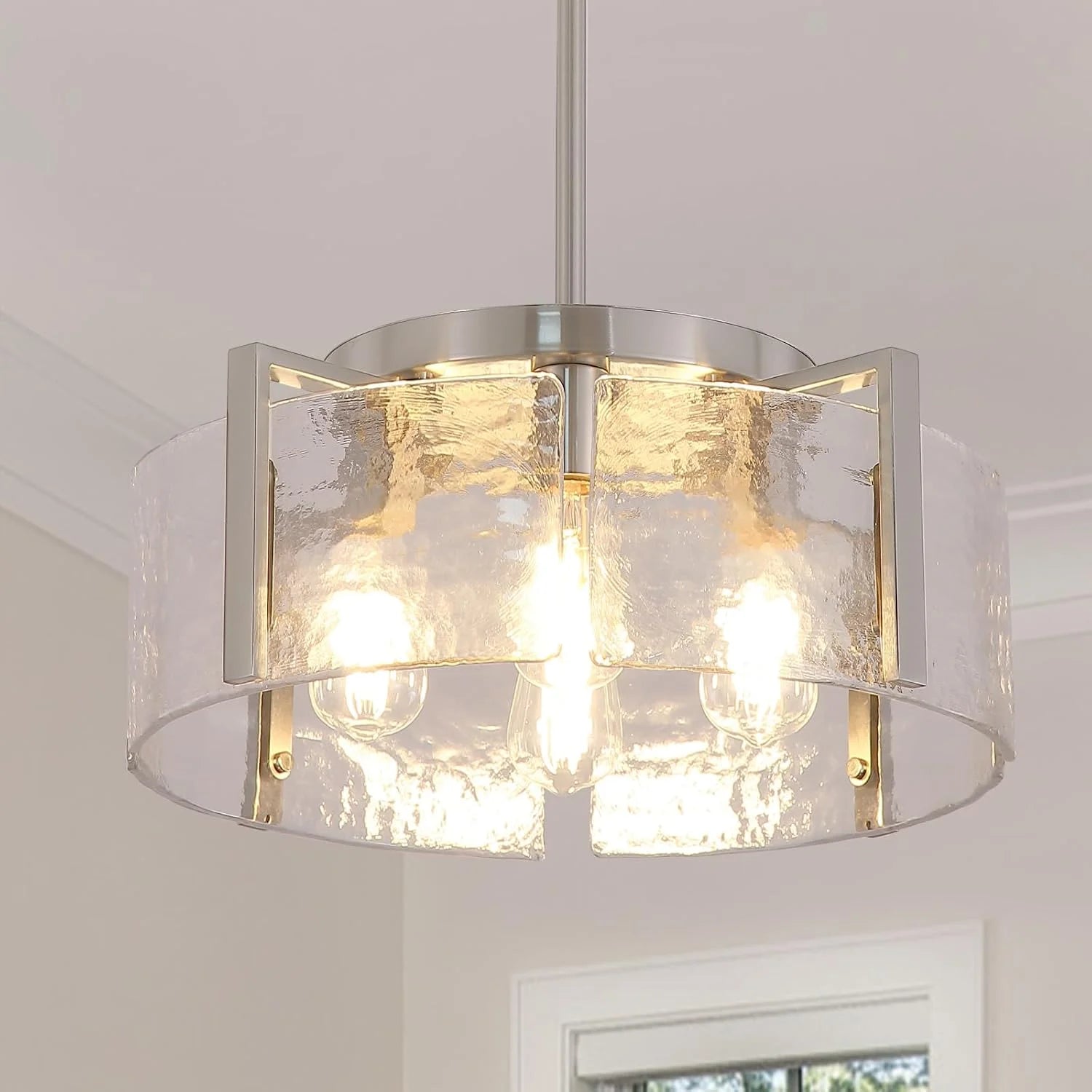 Discount Chandeliers for Dining Room Light Fixture, Adjustable Glass Modern Farmhouse Chandelier for Entryway - Image 6