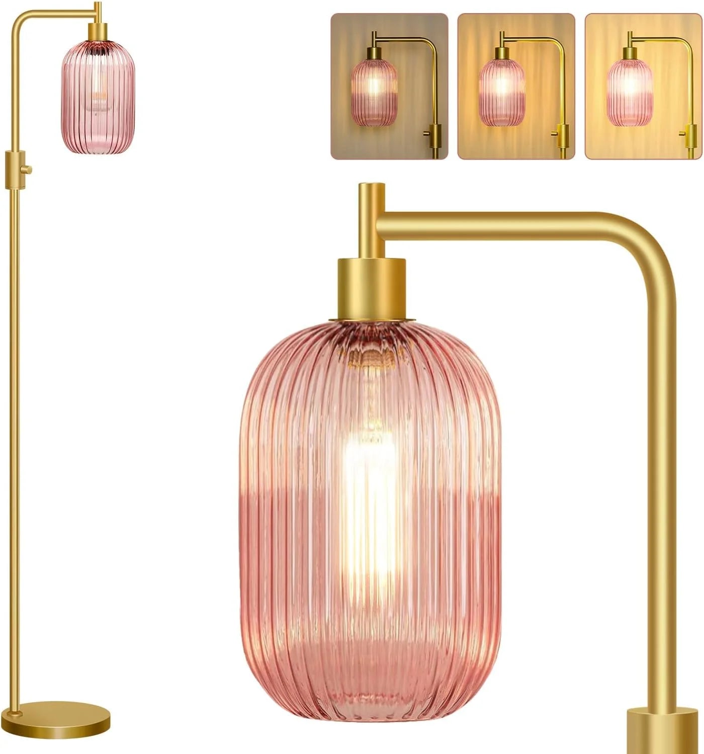 Discount Dimmable Floor Lamp for Living Room with Clear Glass Lampshade, Bulb Included, 900LM, Arc Standing Tall Lamp for Bedroom - Image 19