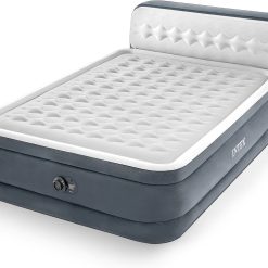 Discount INTEX Queen Size Air Mattress, 18in Height Airbed with Headboard, Built-in Pump