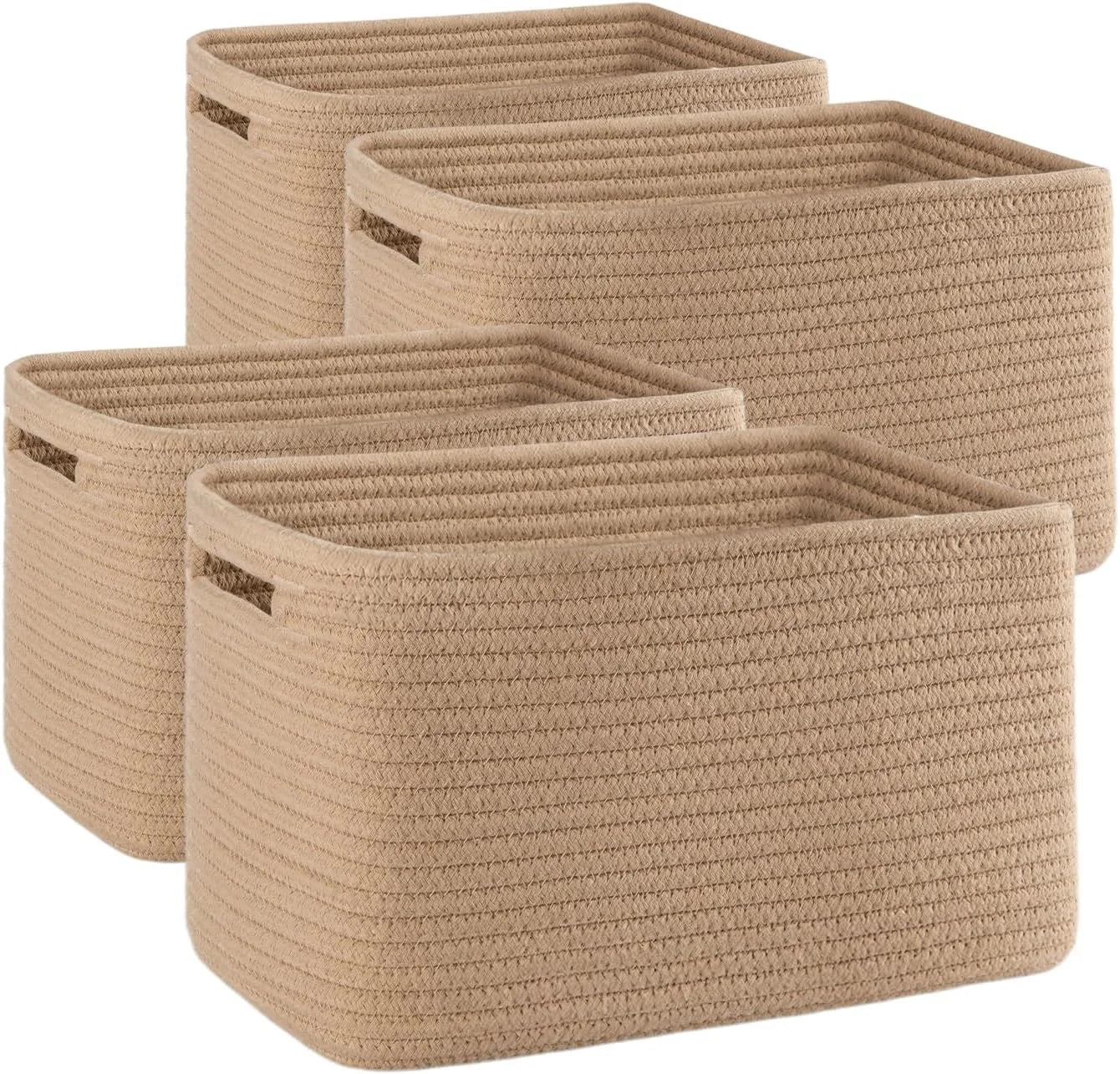 Discount 4 Pack Storage Baskets for Organizing, Woven Baskets for Shelves, Perfect for Toys, Books, Towels, and Clothes - Image 3
