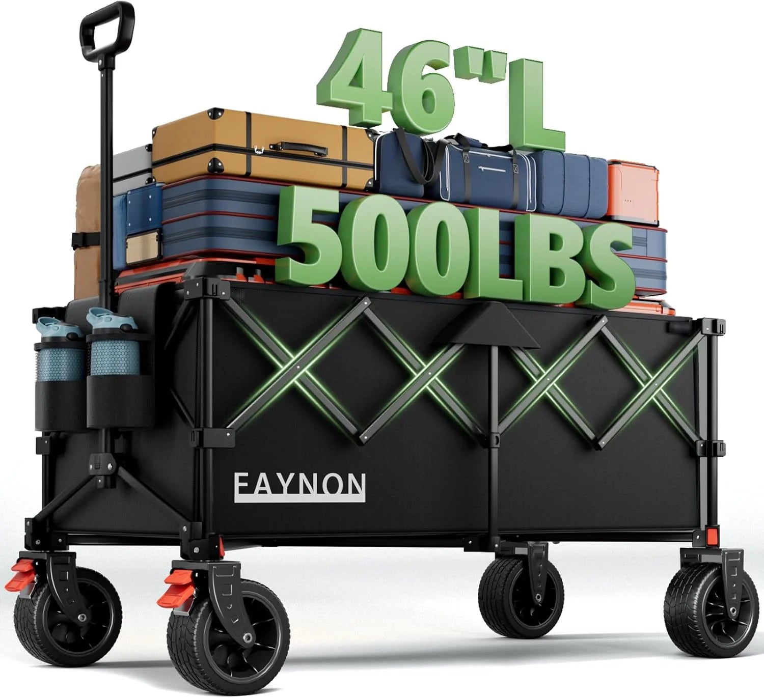 Discount L Collapsible Foldable Extended Wagon, 500LB Weight Capacity with 280L Heavy Duty Folding Cart