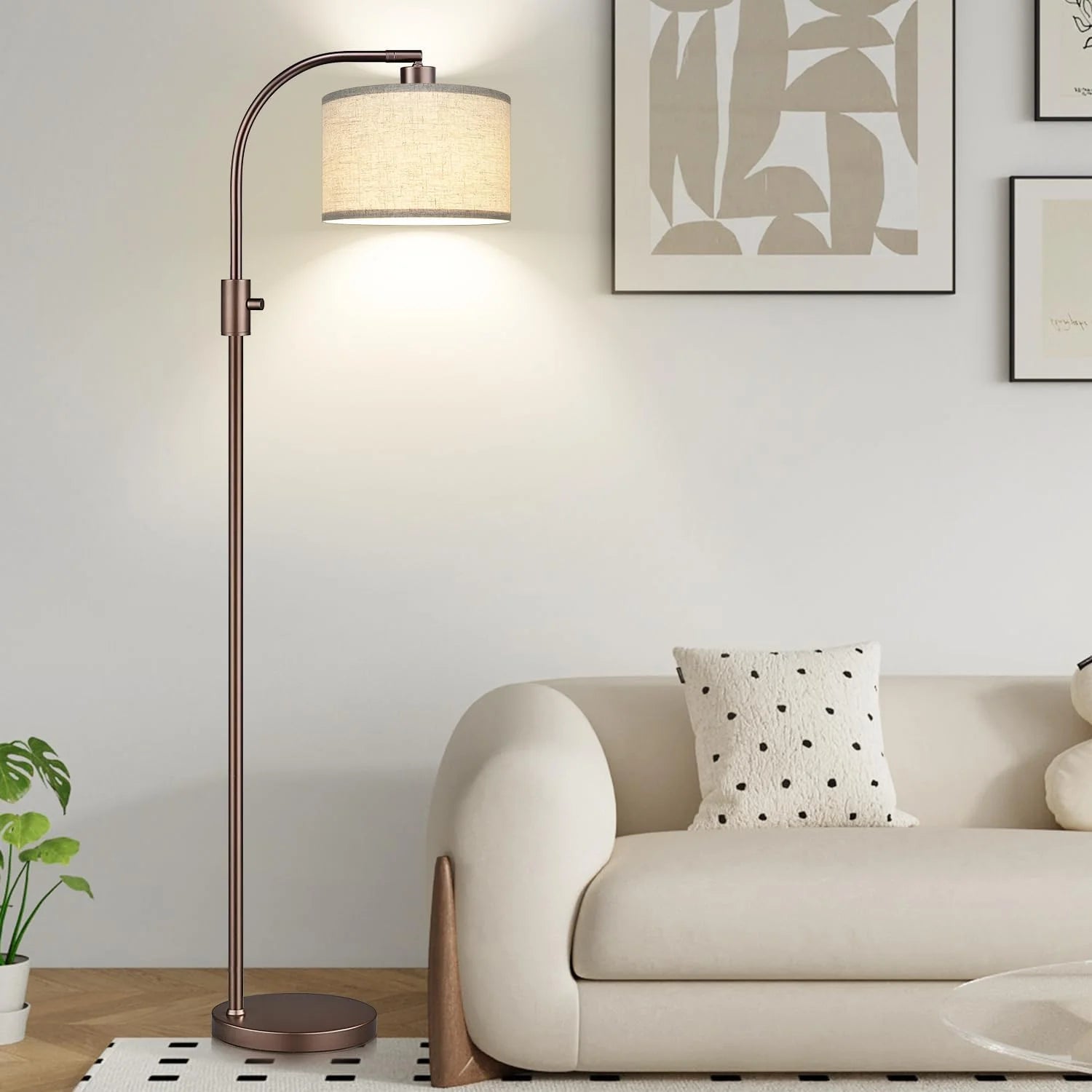 Discount Nintiue Upgraded Modern Arc Dimmable Tall Standing Floor Lamp with Linen Shade, Bulb Included - Image 3