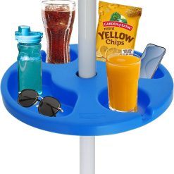 Alternative view of Discount AMMSUN 13 Portable Beach Umbrella Table Tray White